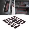 imageJDMCAR Compatible with Chevy ColoradoGMC Canyon Accessories 20152022 Premium Cup Holder Console and Door Pocket Inserts Kit Crew Cab Red Trim26PC SetRed