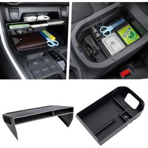 imageJDMCAR 2PCS Center Console Organizer Tray and Armrest Storage Box Compatible with Toyota RAV4 2019 2020 2021 2022 2023 Insert Secondary Storage Box Accessories