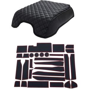 imageJDMCAR Center Console Cover Compatible with F150 20152020 Bucket seat only and Liner Accessories Red Trim Compatible with F150 SupeCrew 20152020