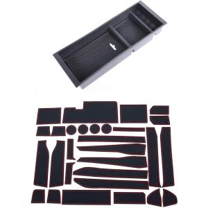 imageJDMCAR Center Console Organizer Compatible with 20152020 F150 and Liner Accessories Compatible with 20152020 F150 Super Crew Red Trim