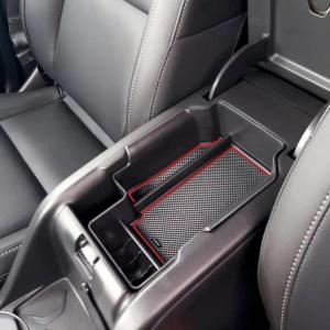 imageJDMCAR Center Console Organizer Compatible with 2023 2024 2025 2026 Chevy ColoradoGMC Canyon Accessories Coin Container Armrest Secondary Storage Box with NonSlip Silicone Mat Black TrimRed Trim
