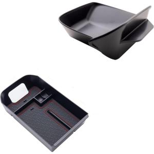 imageJDMCAR Center Console Tray Organizer Red Trim and Drivers Drawer Box Compatible with Toyota RAV4 Accessories 2025 2024 2023 2022 2021 2020 2019 and 20212025 RAV4 Prime