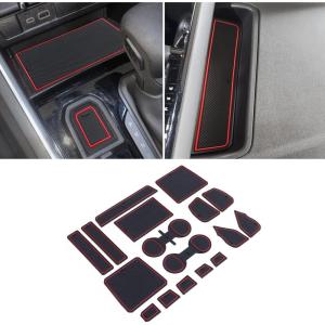 imageJDMCAR Compatible with Chevy ColoradoGMC Canyon Accessories 20152022 Premium Cup Holder Console and Door Pocket Inserts Kit Crew Cab Red Trim26PC SetFor 2023 ColoradoCanyonRed