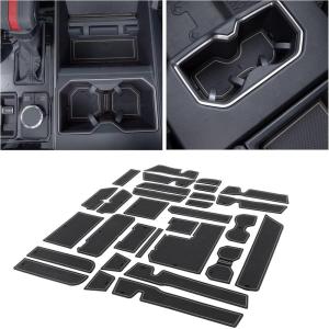 imageJDMCAR Liner Accessories Compatible with 2022 2023 2024 2025 2026 Toyota Tundra Custom NonSlip Anti Dust Cup Holder and Door Pocket Inserts Kit  30 PC SetGray Trim