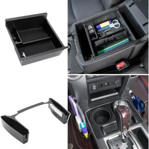 imageJDMCAR Upgrade Gear Shift Organizer Tray Compatible with Toyota 4Runner Accessories 20102022 2023 2024 Car Center Console Shifter Side Tray Storage Box Interior AccessoriesBlack2pcs Organizers