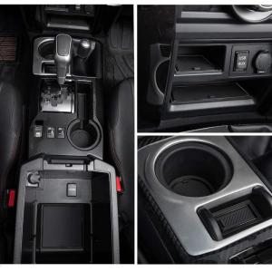 imagePremium Cup Holder Console and Door Pocket Inserts Kit Compatible with Toyota 4Runner Accessories 20102024 2 Row Red Trim27PC SetBlack Trim