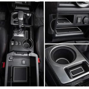 imagePremium Cup Holder Console and Door Pocket Inserts Kit Compatible with Toyota 4Runner Accessories 20102024 2 Row Red Trim27PC SetWhite Trim