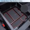 imageJDMCAR Center Console Organizer Red Trim and Windshield Sun Shade Compatible with Toyota Tundra Accessories 2022 2023 2024