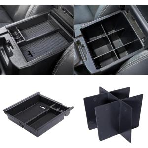 imageJDMCAR 2PCS Center Console Insert Set Compatible with Toyota Tacoma 2023 20222016 Console Armrest Box Insert Tray and Center Console Organizer Divider for Tacoma Accessories