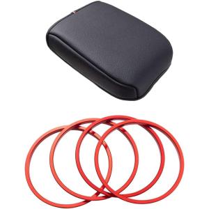 imageJDMCAR AC Vent Ring Outer Trim Decoration Covers 4 pcs Set Red and Center Console Cushion Compatible with Toyota Tacoma Accessories 20162022 2023
