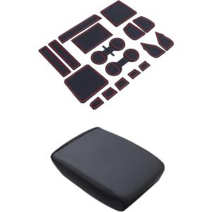 imageJDMCAR Center Console Cover and Custom Liner Accessories Red Trim Compatible with 2023 2024 2025 Chevy ColoradoGMC Canyon Accessories