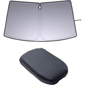 imageJDMCAR Center Console Cushion and Front Windshield Sun Shade Compatible with Toyota RAV4 Accessories 20192024