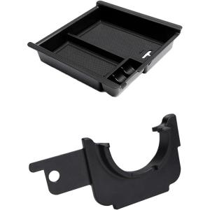 imageJDMCAR Center Console Organizer Black Trim and Gas Cap Holder Compatible with Toyota Tacoma Accessories 20162023