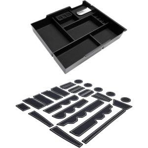 imageJDMCAR Center Console Organizer Full TrayBlack Trim and Liner Accessories Bucket SeatWhite Trim Compatible with Toyota Tundra 20142021
