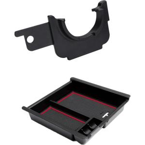 imageJDMCAR Center Console Organizer Red Trim and Gas Cap Holder Compatible with Toyota Tacoma Accessories 20162023