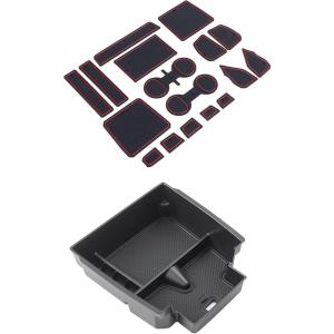 imageJDMCAR Center Console Organizer and Custom Liner Accessories Red Trim Compatible with 2023 2024 2025 Chevy ColoradoGMC Canyon Accessories