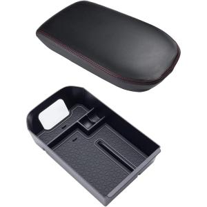 imageJDMCAR Center Console Tray Organizer Red Trim and Center Console Cover Red Compatible with Toyota RAV4 Accessories 2023 2022 2021 2020 2019