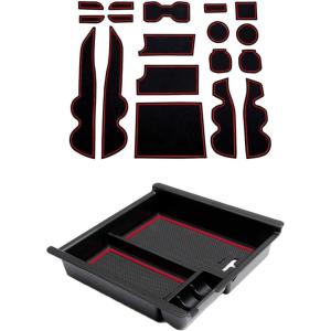 imageJDMCAR Center Console Tray Red Trim and Custom Liner Accessories18 Pcs Red Trim Compatible with Toyota Tacoma 20162021 2022 2023