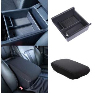 imageJDMCAR Center Console Tray and Armrest CoverBlack Compatible with Toyota 4Runner 20102021 2022 2023