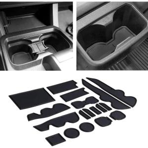 imageJDMCAR Compatible with Toyota Tacoma Accessories 20162023 Premium Cup Holder Console and Door Pocket Inserts Kit Double Cab Red TrimBlack
