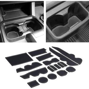 imageJDMCAR Compatible with Toyota Tacoma Accessories 20162023 Premium Cup Holder Console and Door Pocket Inserts Kit Double Cab Red TrimGray