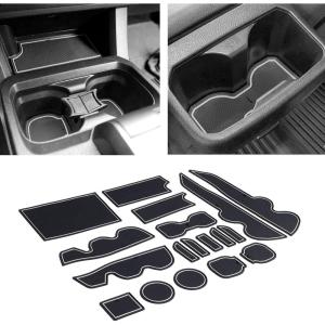 imageJDMCAR Compatible with Toyota Tacoma Accessories 20162023 Premium Cup Holder Console and Door Pocket Inserts Kit Double Cab Red TrimWhite