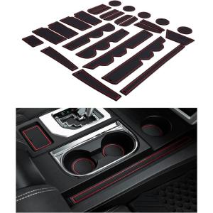 imageJDMCAR Compatible with Toyota Tundra Accessories 2021 2020 2019 2018 2017 2016 2015 2014 Premium Liner Accessories Custom Console Cup Holder and Door Pocket Inserts Kit  Bucket Seat Blue TrimRed