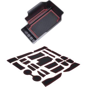 imageJDMCAR Custom Liner Accessories Crew Cab Red Trim and Center Console Organizer Compatible with ColoradoCanyon 20152022