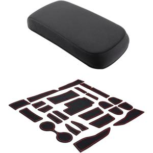 imageJDMCAR Custom Liner Accessories Red Trim and Center Console Cover Compatible with 20152022 Chevy ColoradoGMC Canyon