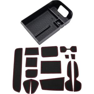 imageJDMCAR Custom Liners Red Trim and Center Console Organizer Compatible with 2022 2021 2020 2019 RAV4 Accessories