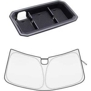 imageJDMCAR Dashboard Tray and Windshield Sun Shade Compatible with Toyota Tundra Accessories 2022 2023 2024
