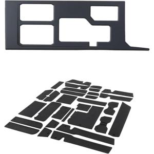 imageJDMCAR Liner Accessories Black Trim and Central Control Gear Shift Panel Trim Cover Compatible with 2022 2023 2024 Toyota Tundra