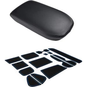 imageJDMCAR Liner Accessories Blue Trim and Center Console Cover Black Compatible with Toyota RAV4 Accessories 2023 2022 2021 2020 2019