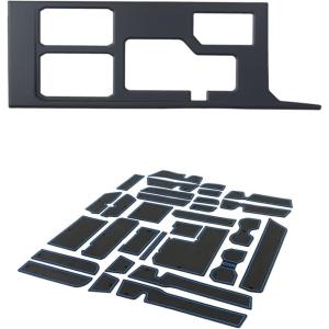 imageJDMCAR Liner Accessories Blue Trim and Central Control Gear Shift Panel Trim Cover Compatible with 2022 2023 2024 Toyota Tundra