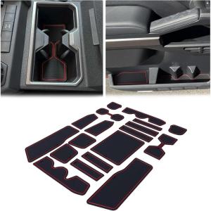 imageJDMCAR Liner Accessories Compatible with 2025 2026 Toyota 4Runner Accessories Custom NonSlip Anti Dust Cup Holder and Door Pocket Inserts Kit Red Trim  18 PC Set