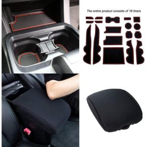 imageJDMCAR Liner Accessories Double Cab Red Trim and Console Armrest Cover Compatible with Toyota Tacoma 20162021 2022 2023