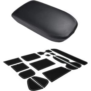 imageJDMCAR Liner Accessories Gray Trim and Center Console Cover Black Compatible with Toyota RAV4 Accessories 2023 2022 2021 2020 2019