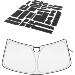 imageJDMCAR Liner Accessories Gray Trim and Windshield Sun Shade Compatible with Toyota Tundra Accessories 2022 2023 2024