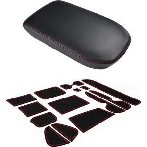 imageJDMCAR Liner Accessories Red Trim and Center Console Cover Red Compatible with Toyota RAV4 Accessories 2023 2022 2021 2020 2019