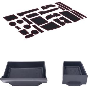 imageJDMCAR Liner Accessories Red Trim and Storage Drawer Compatible with Toyota 4Runner Accessories 20142022 2023 2024