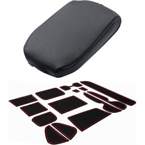 imageJDMCAR Liner Accessories Red Trim15 PC Set and Center Console Cushion Compatible with RAV4 Accessories 20192022