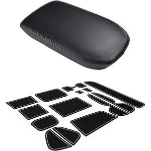 imageJDMCAR Liner Accessories White Trim and Center Console Cover Black Compatible with Toyota RAV4 Accessories 2023 2022 2021 2020 2019