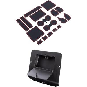 imageJDMCAR OneTouch Hidden Storage Box and Custom Liner Accessories Red Trim Compatible with 2023 2024 2025 Chevy ColoradoGMC Canyon Accessories