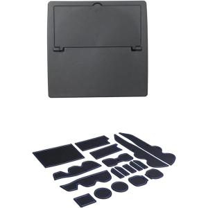 imageJDMCAR OneTouch Hidden Storage Box and Premium Cup Holder Console and Door Pocket Inserts Kit Double Cab Black Trim Compatible with 20162023 Toyota Tacoma Accessories