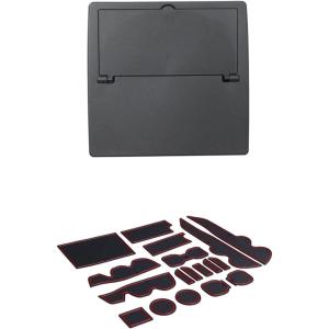 imageJDMCAR OneTouch Hidden Storage Box and Premium Cup Holder Console and Door Pocket Inserts Kit Double Cab Red Trim Compatible with 20162023 Toyota Tacoma Accessories