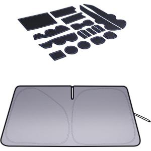 imageJDMCAR Windshield Sun Shade and Liner Accessories Blue Trim Compatible with 20162022 2023 Toyota Tacoma Accessories