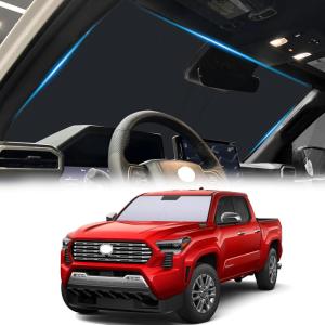 imageWindshield Sun Shade for Toyota Tacoma 20162023 Custom Fit Foldable Front Window Sunshade Sun Visor Protector Block UV Rays Keep Your Car CoolerBlackSilverFits 2024 Tacoma