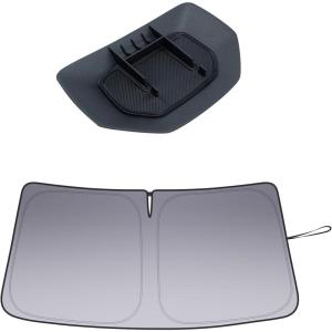 imageJDMCAR Dash Center Console Table Storage Tray and Windshield Sun Shade Compatible with Toyota Tundra Accessories 20142021