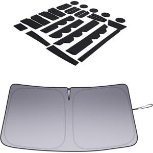 imageJDMCAR Liner Accessories Black Trim and Windshield Sun Shade Compatible with Toyota Tundra Accessories 20142021