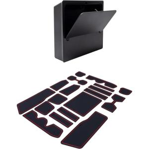 imageJDMCAR OneTouch Hidden Storage Box and Liner Accessories Red Trim Compatible with 2025 Toyota 4Runner Accessories